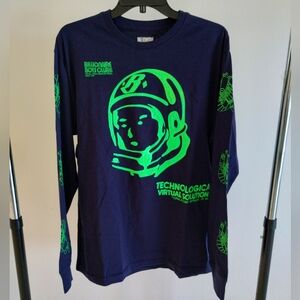 Billionaire Boys Club Shirt Men's (M) Blue Long Sleeve Astronaut Graphic Tee Neo